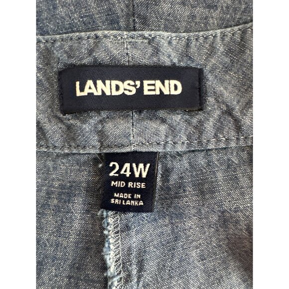 Lands End Womens Mid Rise Chambray Shorts Size 24W plus Cotton  Blue - Picture 4 of 5
